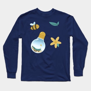 Cute Bee Lightbulb Terrarium Long Sleeve T-Shirt